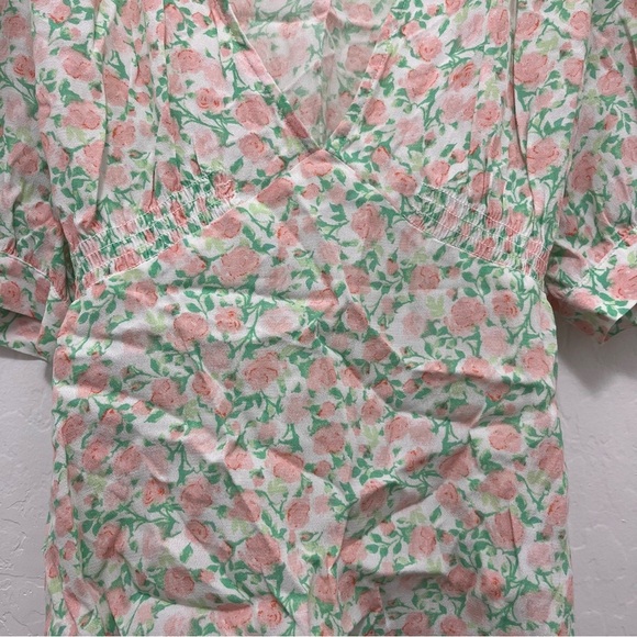 Sophie Rue Floral Tie Back Short Sleeve Blouse Large - Picture 3 of 7